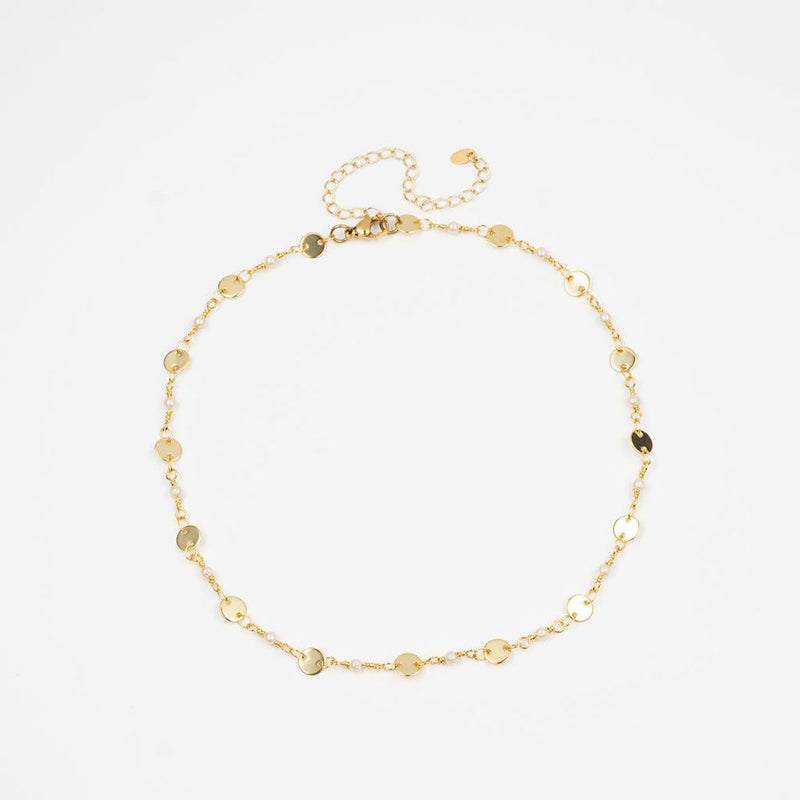 18K Gold Dainty Pearl Choker