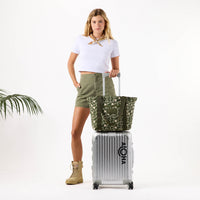 Lattice Nylon Zipper Tote Olive