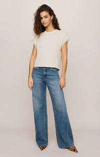 Marika Lace Trim Muscle Tee Cloud