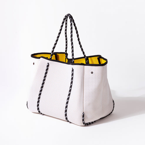 Large Neoprene Tote White and Yellow