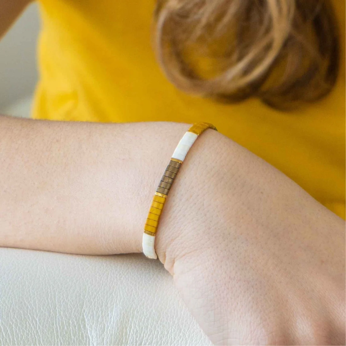 Desert Sands- Tila Bead Bracelet | Single: 6.50 Inches - M