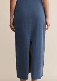 Gail Jersey Denim Midi Skirt Vintage Indigo