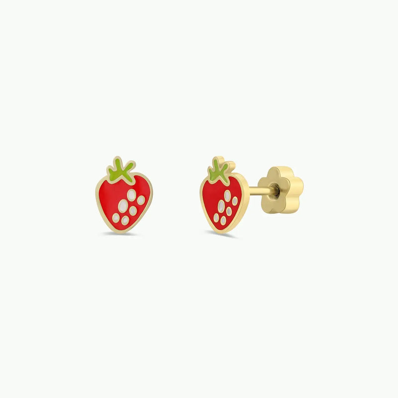 Strawberry Enamel Kids Earrings