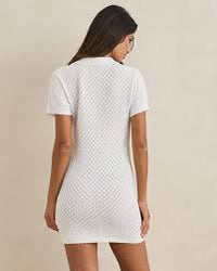 Gigi Knit Shirt Dress White