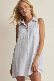 New Light Crinkle Mini Dress Hamptons Blue