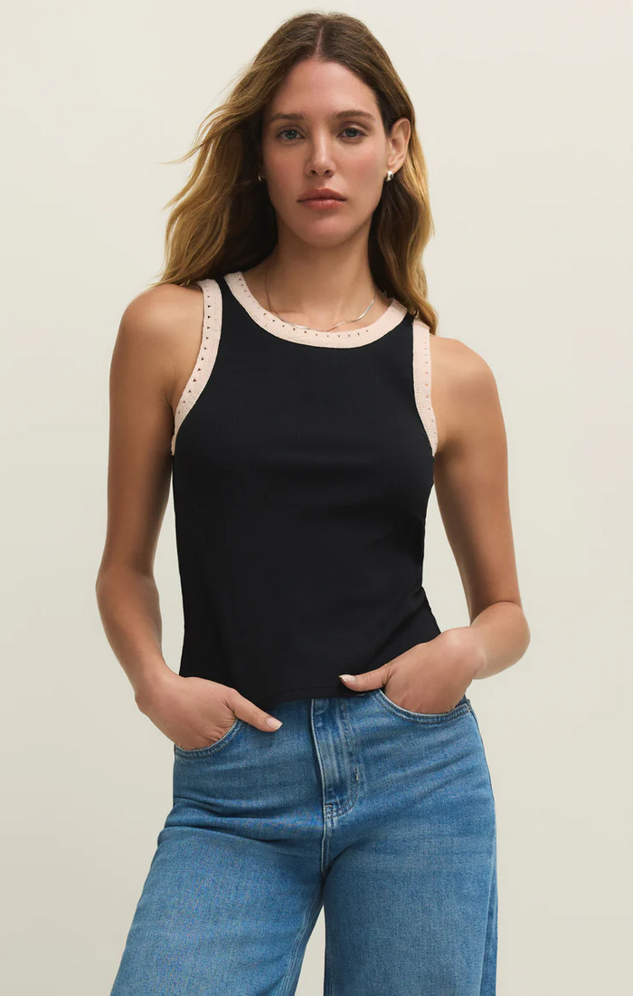 Clarke Rib Tank Black