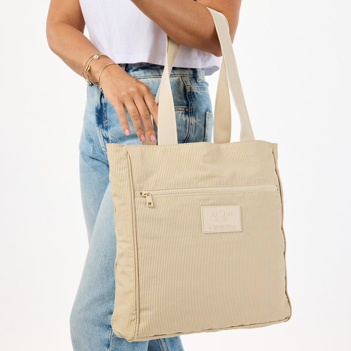 Tiny Stripe Daily Tote Frappe/Latte