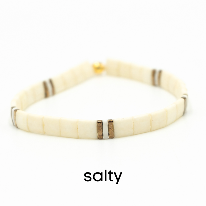BEACHY - Tila Bead Bracelets: 6.50 inches - M / Salty