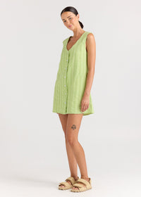 Summer V Button Up Dress Kiwi