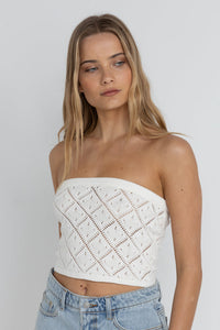 Islander Strapless Knit Top White
