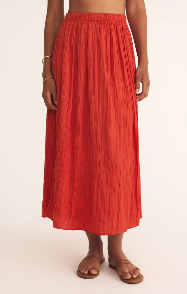 Nicoline Crinkle Midi Skirt Cabana red
