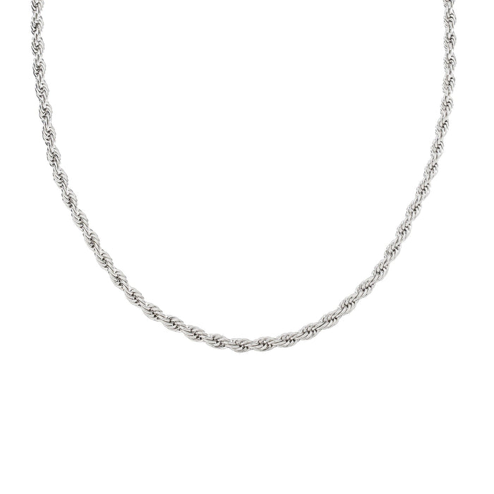 Waterproof Silver Chunky Twisted Necklace