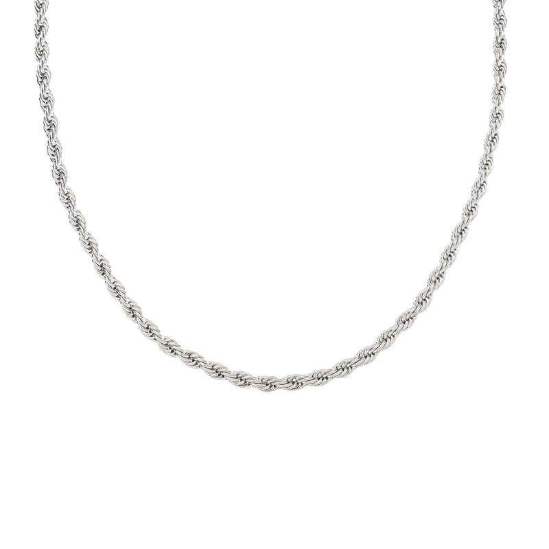Waterproof Silver Chunky Twisted Necklace