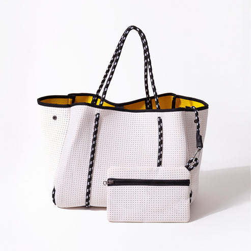 Large Neoprene Tote White and Yellow
