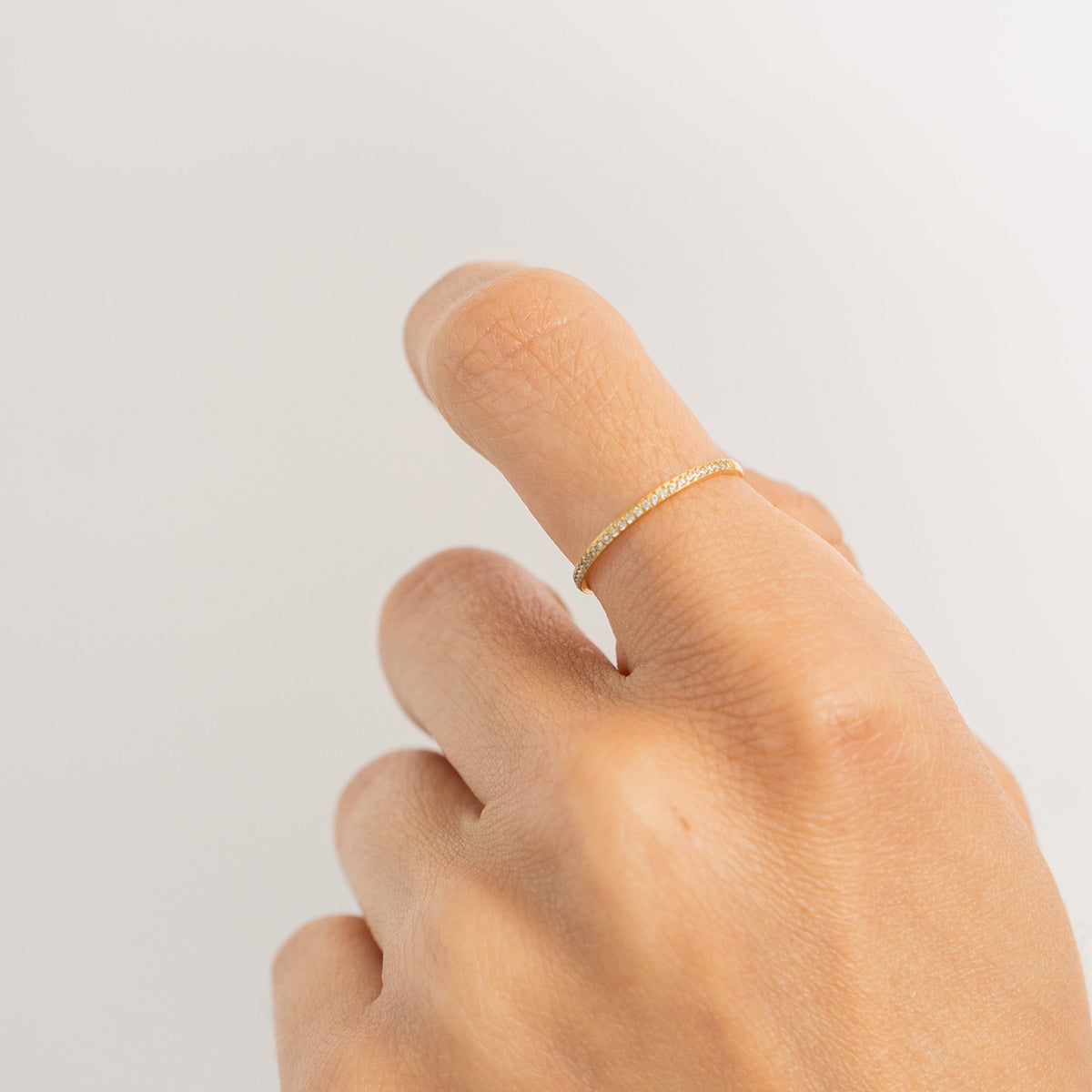 Waterproof Gold Dainty Diamond Ring Band