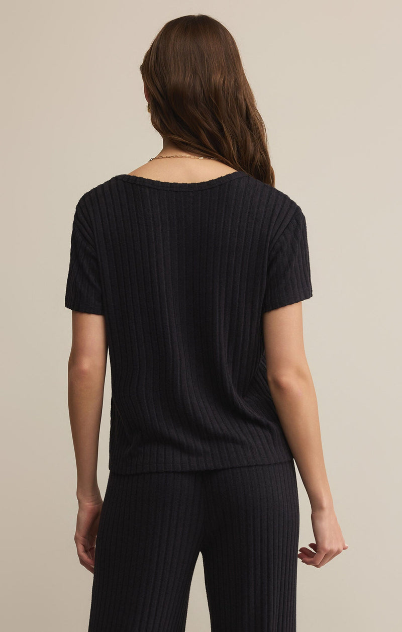 Kara Rib Tee Black Sand