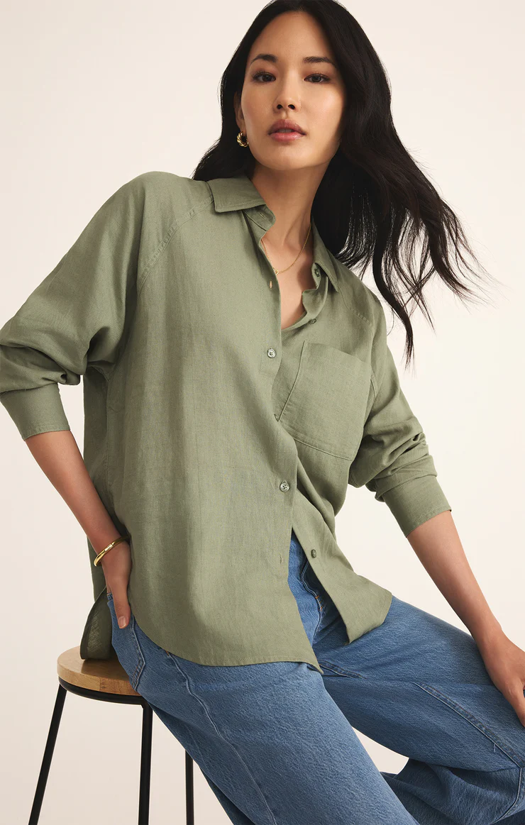 Perfect Linen Top Avocado