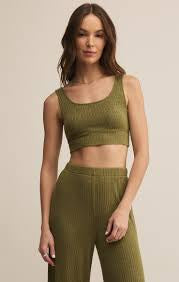 Zoe Mini Rib Tank Bra Hunter Green