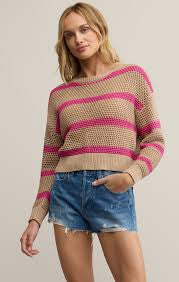 Broadbeach Striped Sweater Biscuit