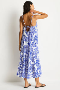 Palmera Tiered Midi Dress Blue