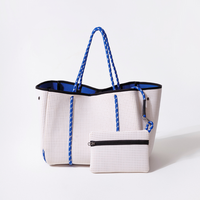 Large Neoprene Tote White and Blue