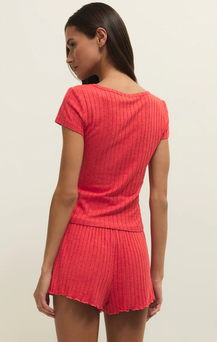 Flower Market Rib Tee Crimson Crush