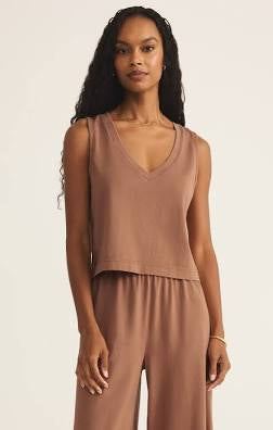 Sloane V Neck Top Teakwood