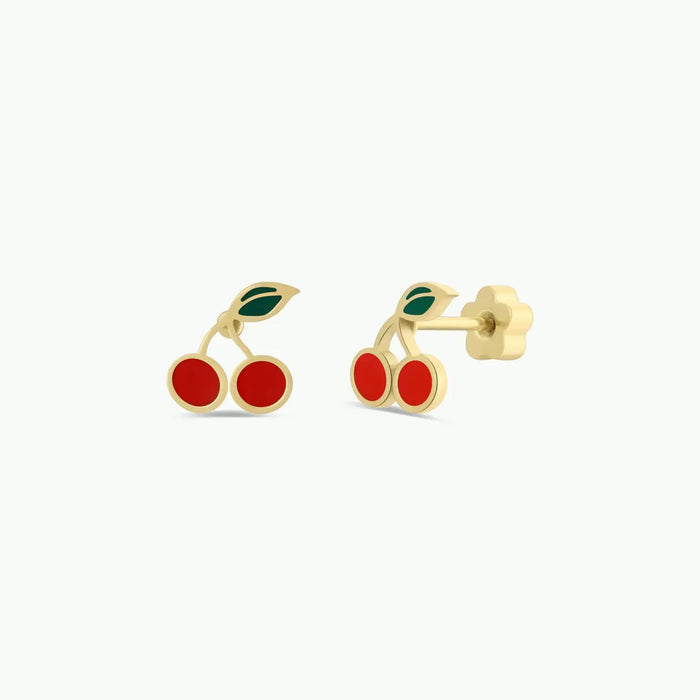 Cherry Enamel Kids Earrings