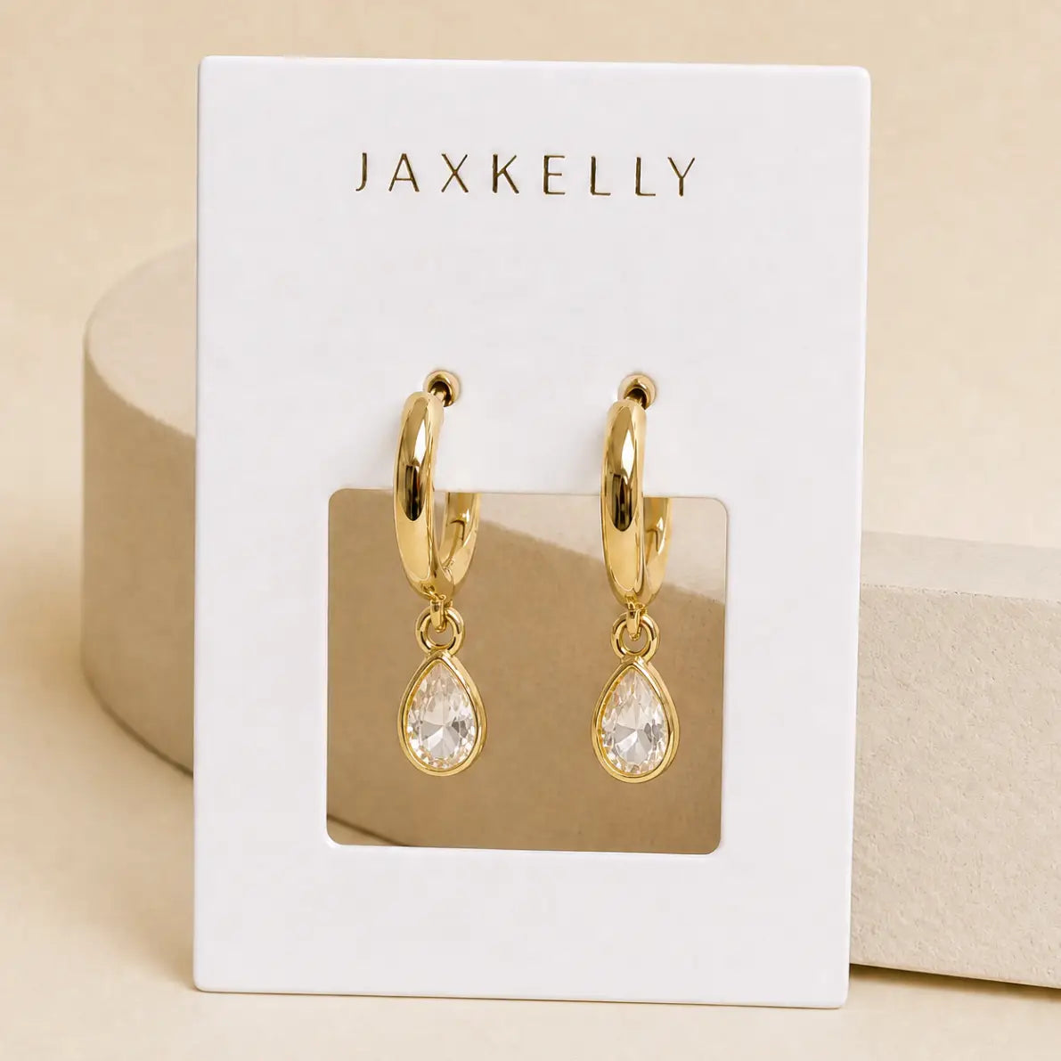 Teardrop Charm hoop - White CZ