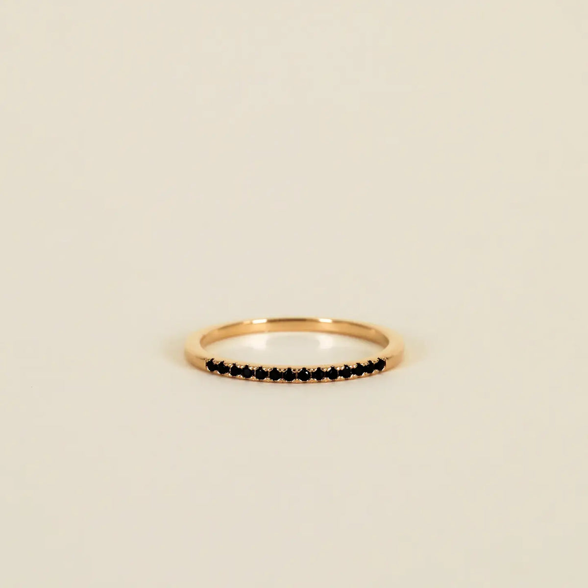 Gold Rings - Half Pave - Black CZ: 7