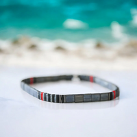 Firefighter Gray- Tila Bead Bracelet | Single: 6.25 Inches - S