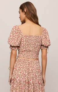 Moira Floral Cropped Top Sandshell