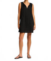 Gathered Neck Mini Dress Black