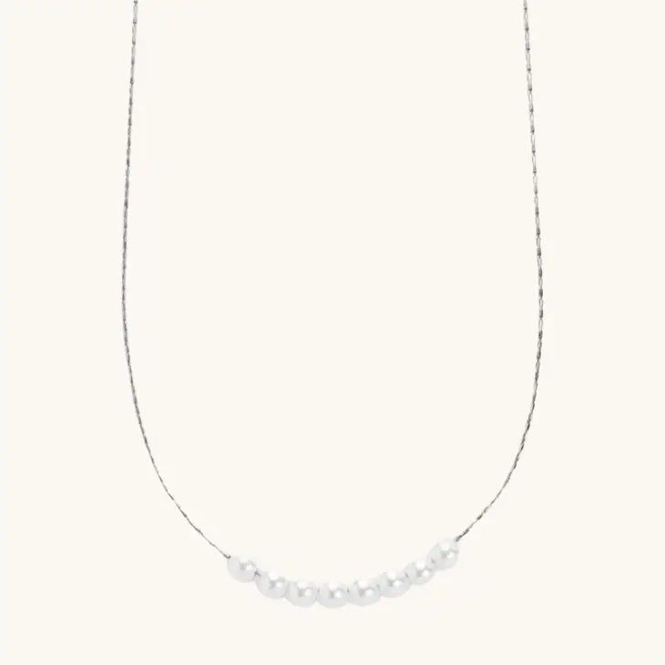 Nina Dainty Pearl Necklace Silver