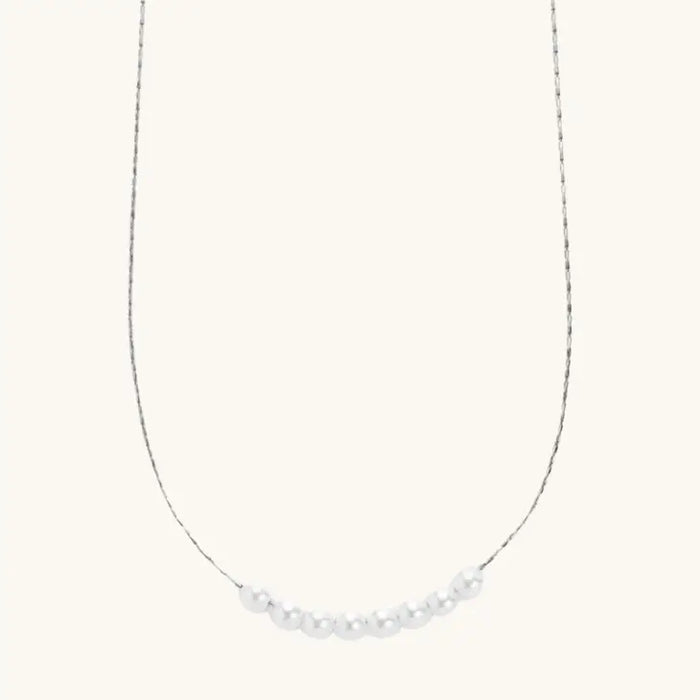 Nina Dainty Pearl Necklace Silver