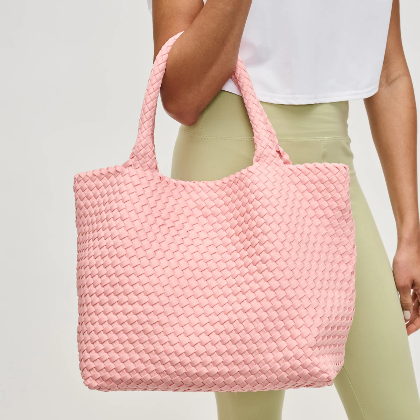 Sky's The Limit Medium Woven Tote Blush