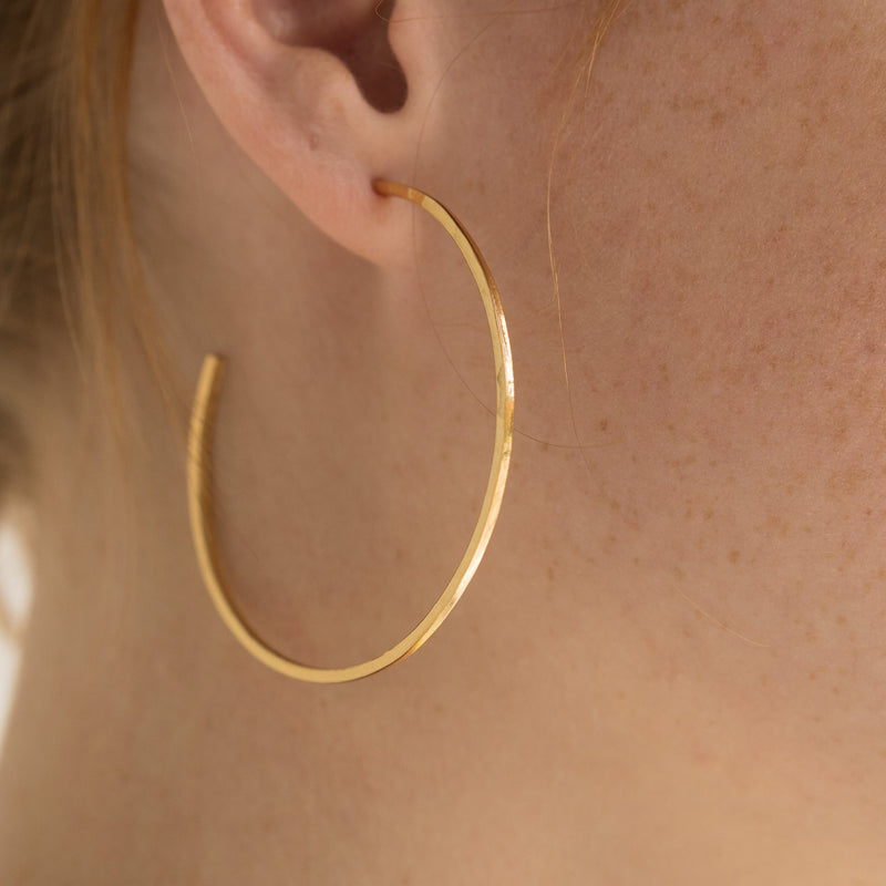 24K Gold Mini Thin Hammered Hoops