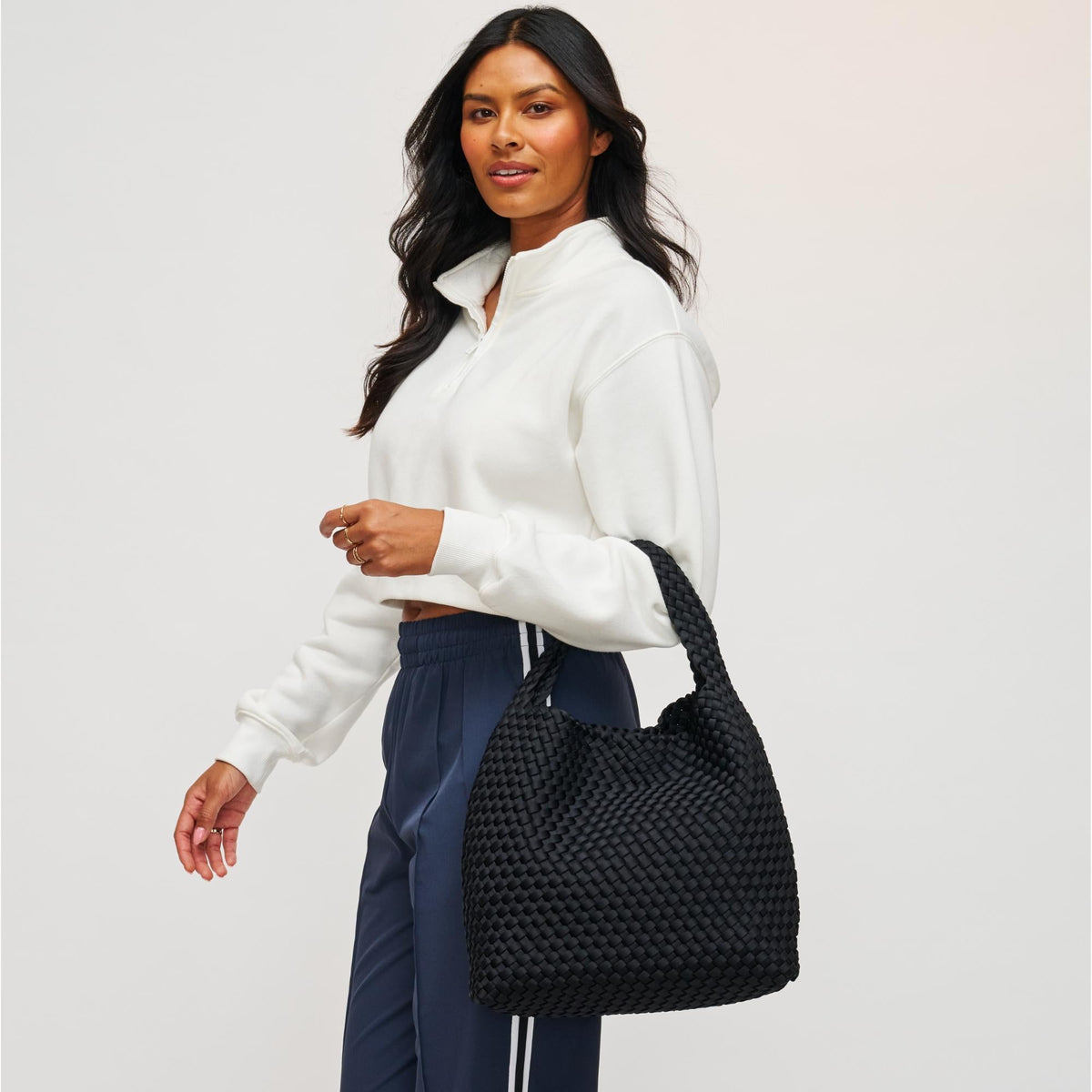 Celestial Woven Neoprene Hobo Black