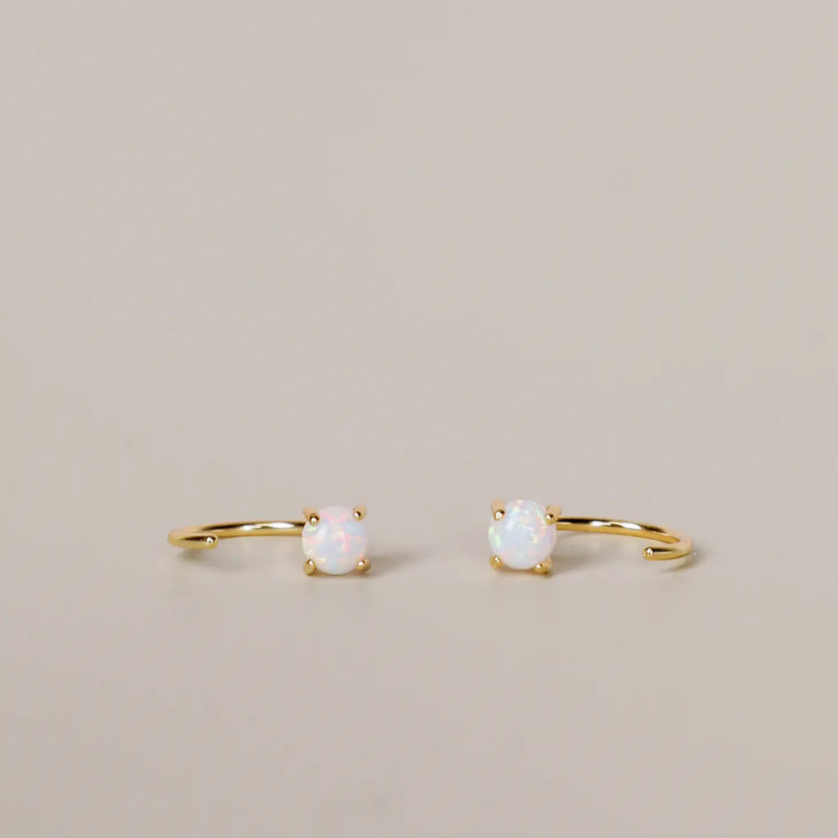 White Opal Huggie Earrings