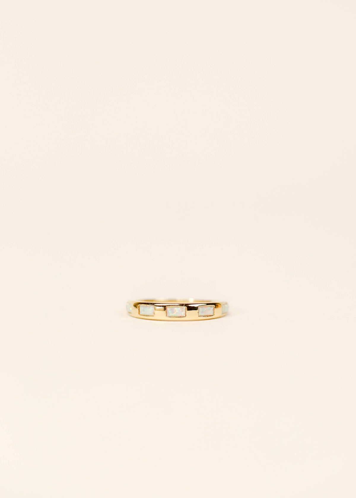 Gold Rings -  White Opal Inset Baguette: 6