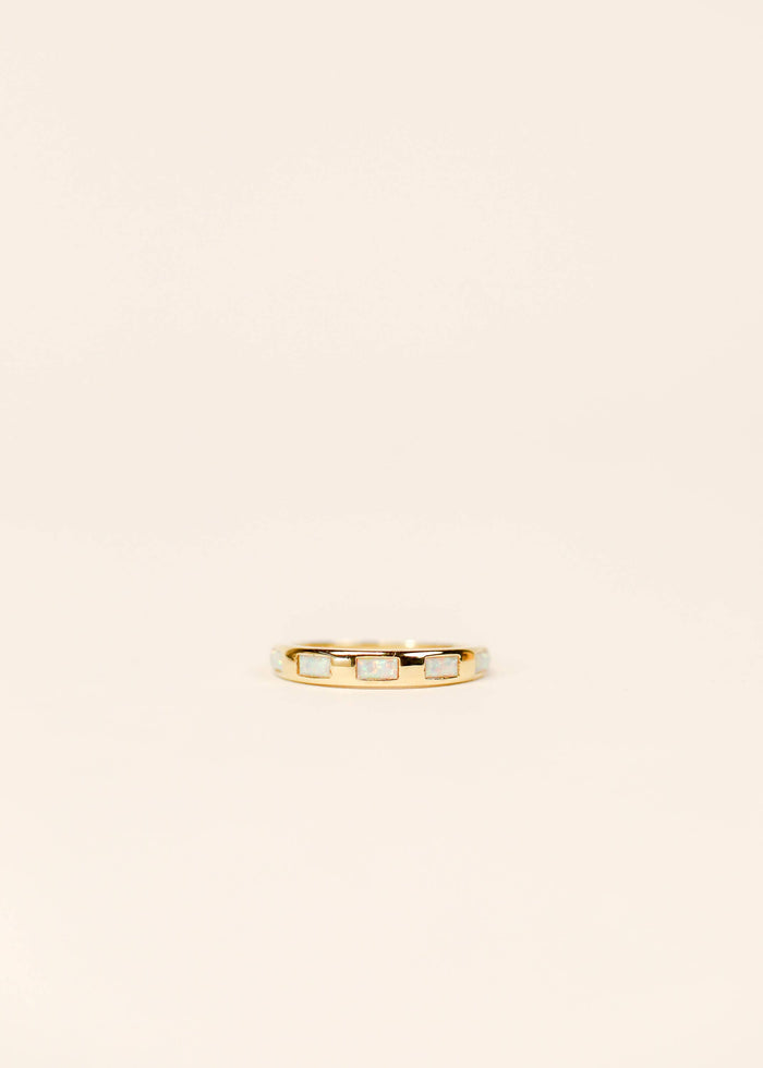 Gold Rings -  White Opal Inset Baguette: 6