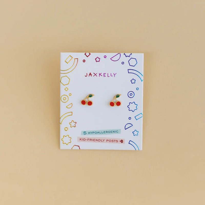 Cherry Enamel Kids Earrings