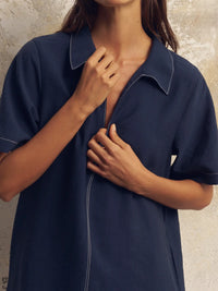 Mae Popover Mini Dress Navy