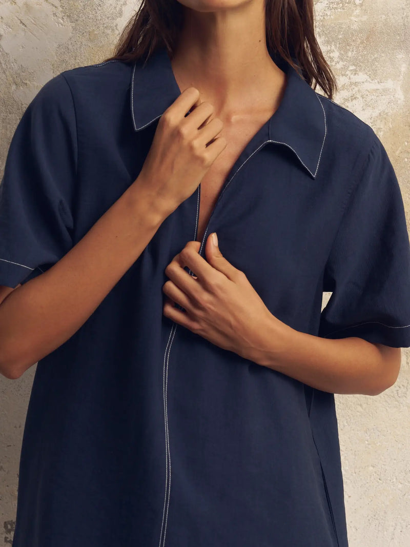 Mae Popover Mini Dress Navy