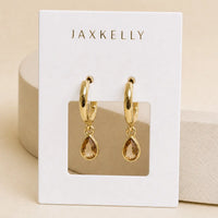Teardrop Charm hoop - Champagne CZ