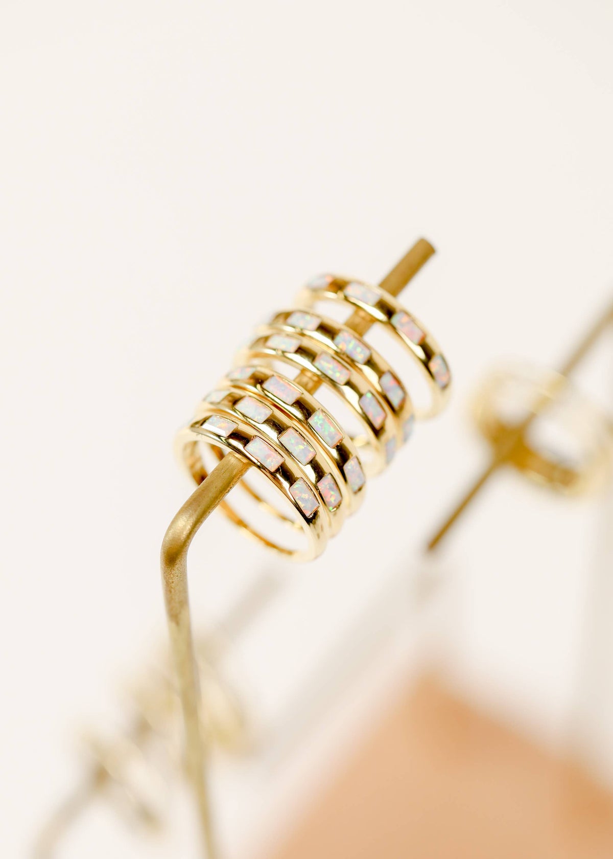 Gold Rings -  White Opal Inset Baguette: 6