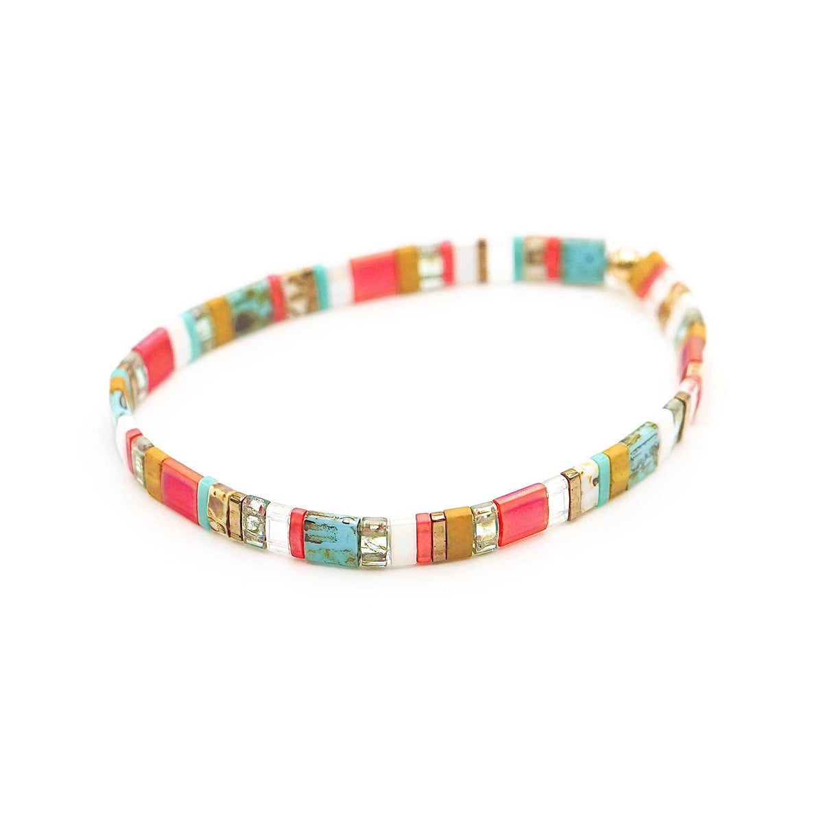 Quality Tila Bead Stretch Beaded Bracelet (5.75-8.50 inches): 6.50 Inches - M