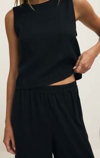 Sloane Linen Tank Black