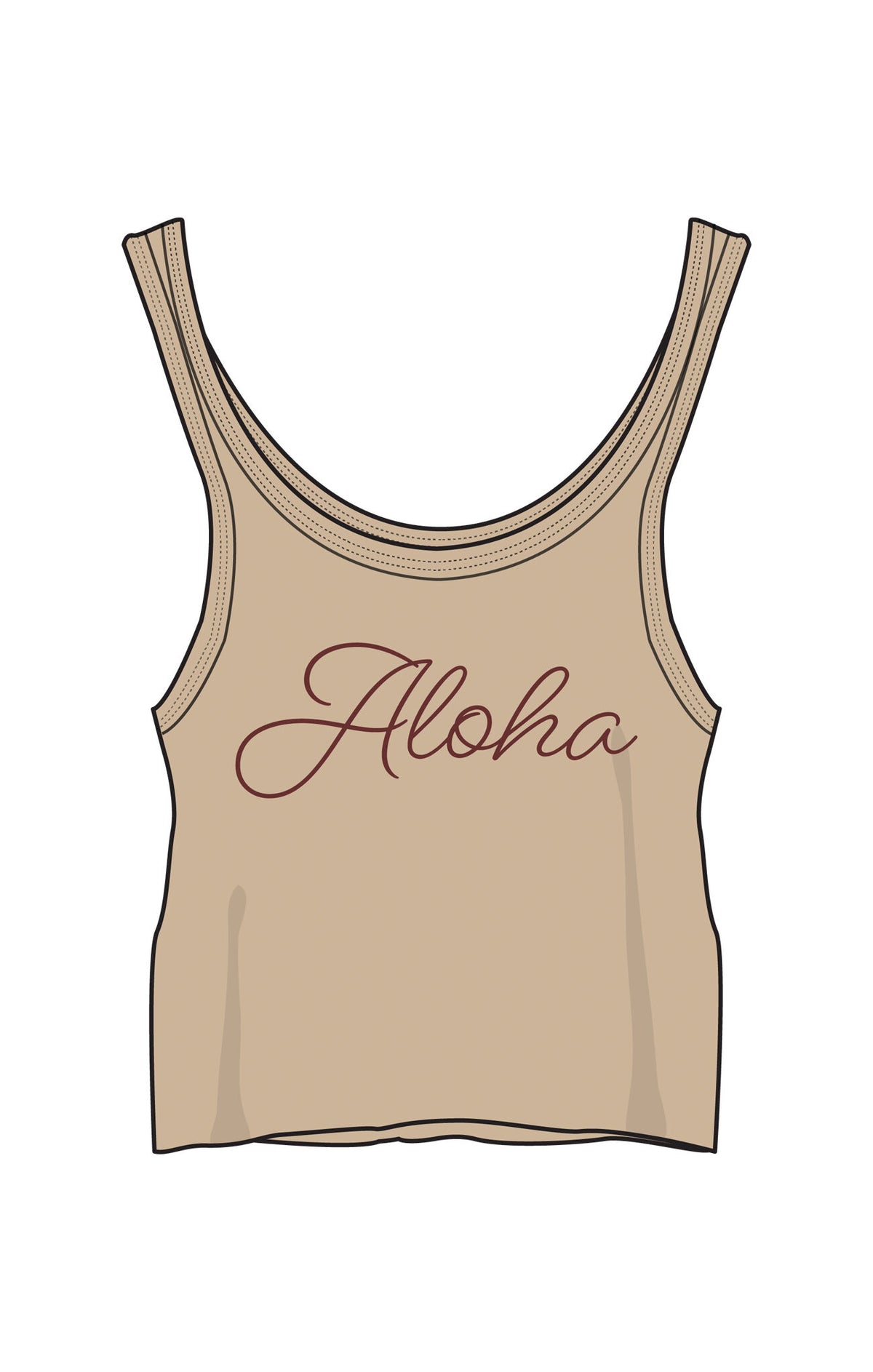 Aloha Script Sun Trip Tank Toast