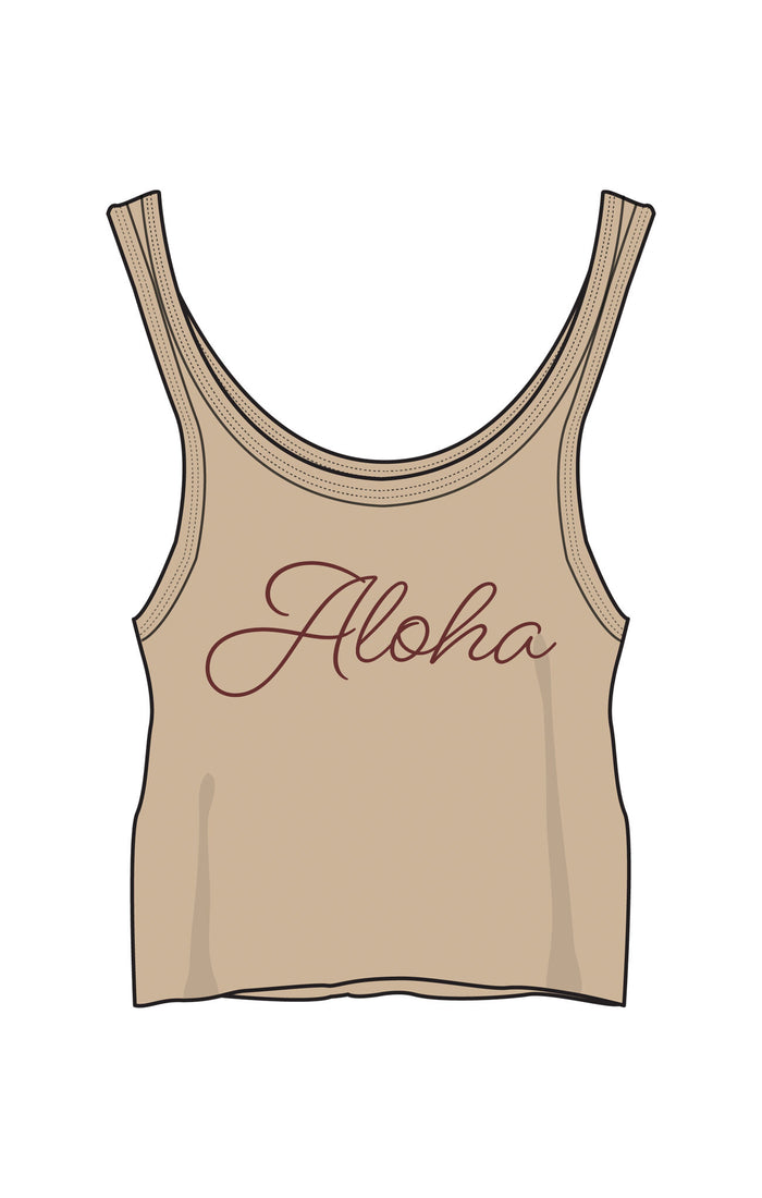 Aloha Script Sun Trip Tank Toast